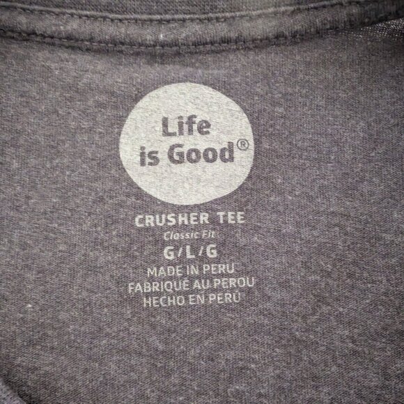 LIFE‎ IS GOOD Crusher T Shirt Men's L Classic Gray Beer Holly Graphic Pullover - Picture 10 of 13